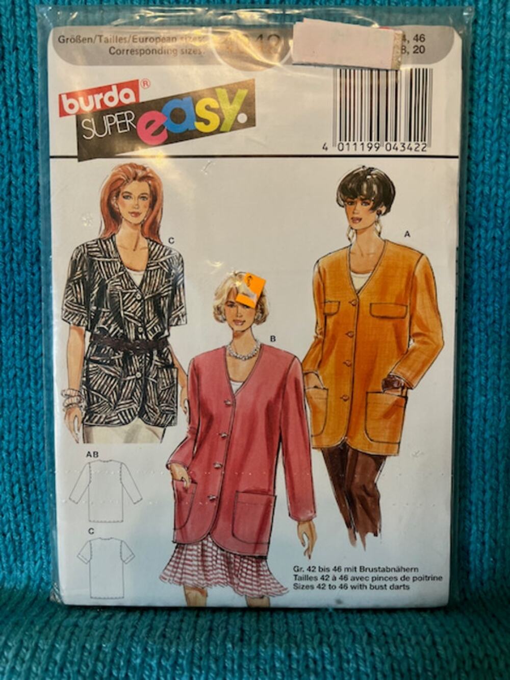 Burda 4342 sewing pattern womens boxy power blazer